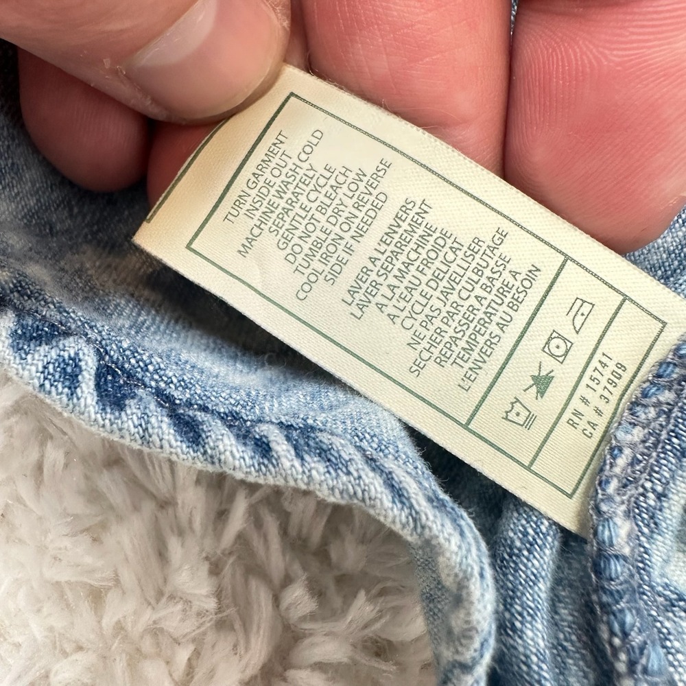 7 For All Mankind 12M Baby Boy's Denim Button Shirt Hoodie Casual Preppy - Picture 9 of 12